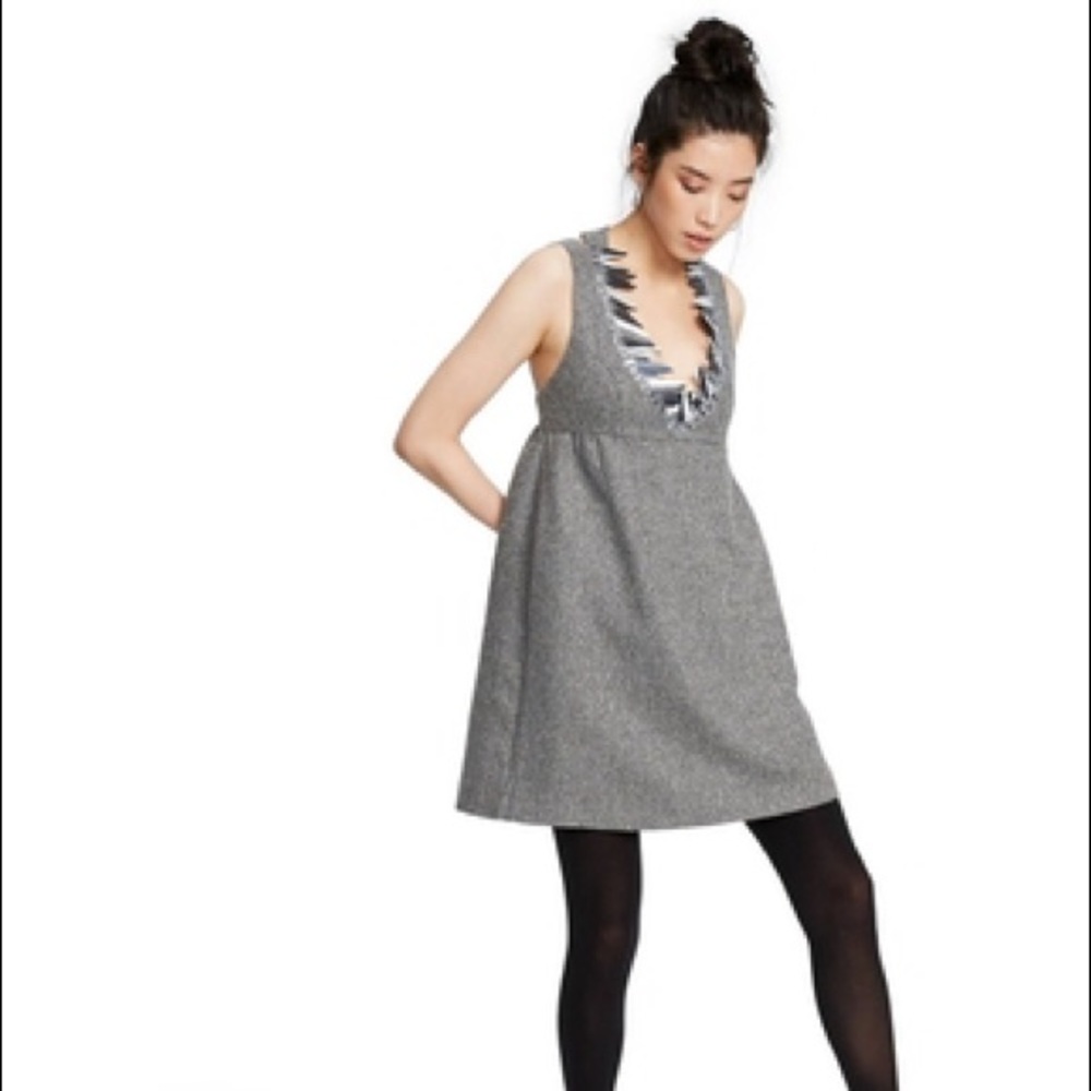 Anna Sui Target wool tweed sequin open back dress